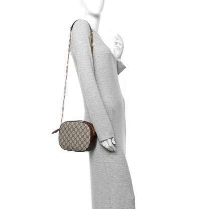 GG Supreme Monogram Cuoio Toscano Mini Chain Shoulder Bag Beige Ebony Cuir