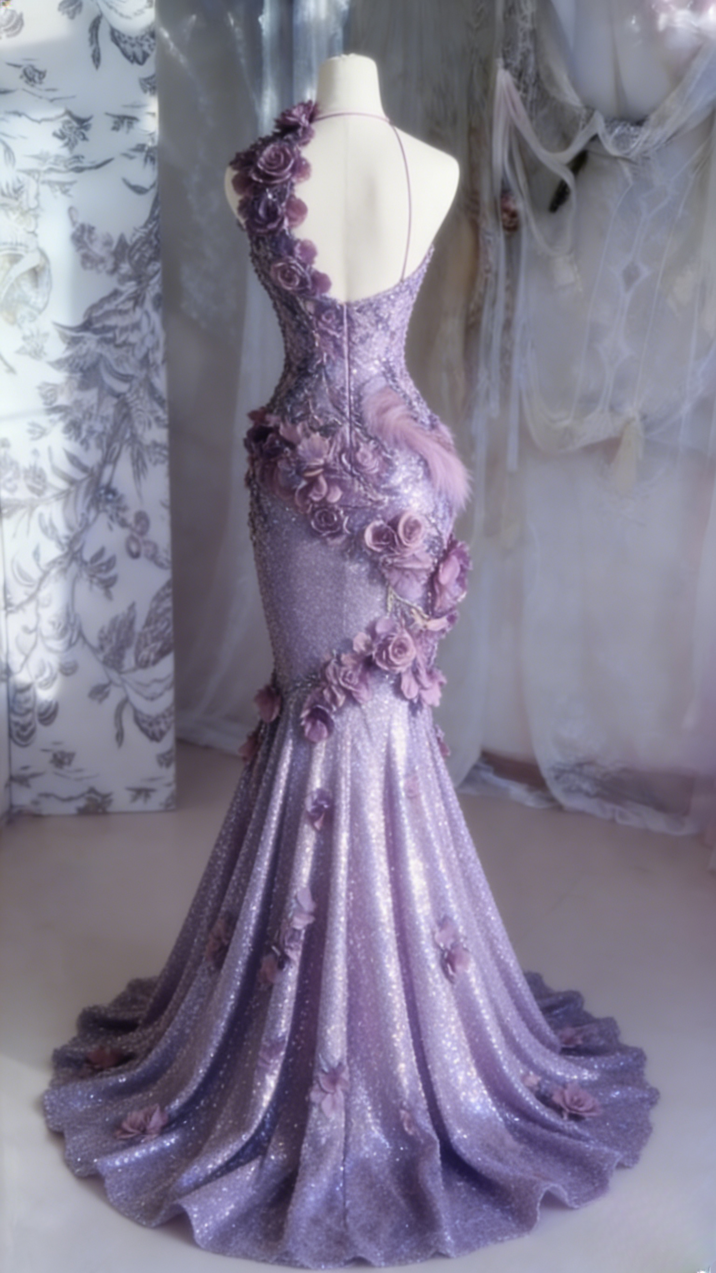 Elegant Halter Mermaid Burgundy Long Prom Dresses Sequin Burgundy Evening Dresses EP05112