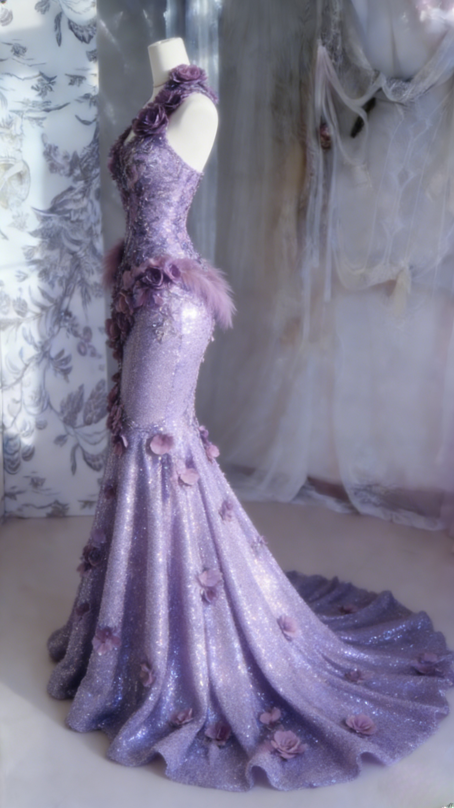 Elegant Halter Mermaid Burgundy Long Prom Dresses Sequin Burgundy Evening Dresses EP05112
