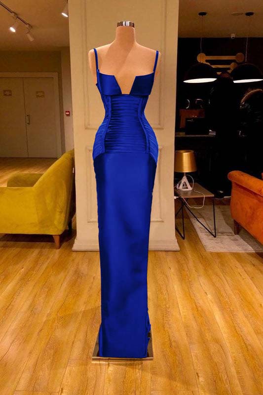 Burgundy V-Neck Spaghetti-Straps Mermaid Prom Dress