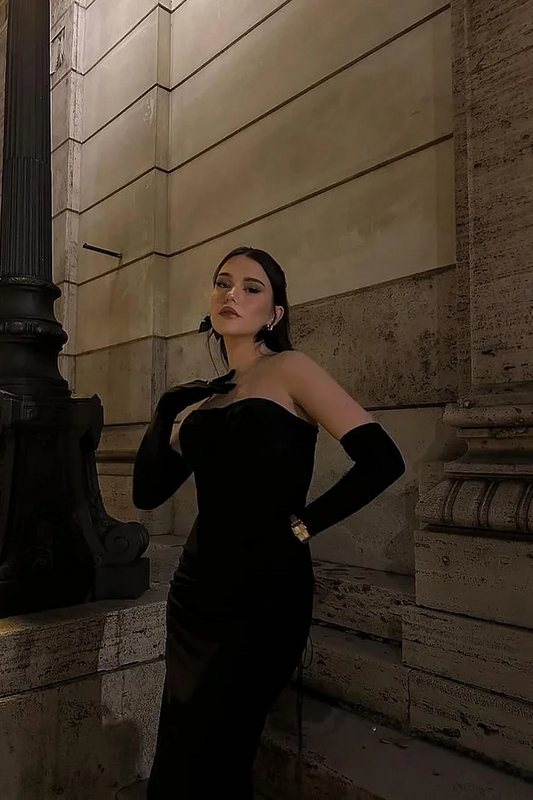 Glamorous Black  Long Sleeves Strapless Square Mermaid Prom Dress