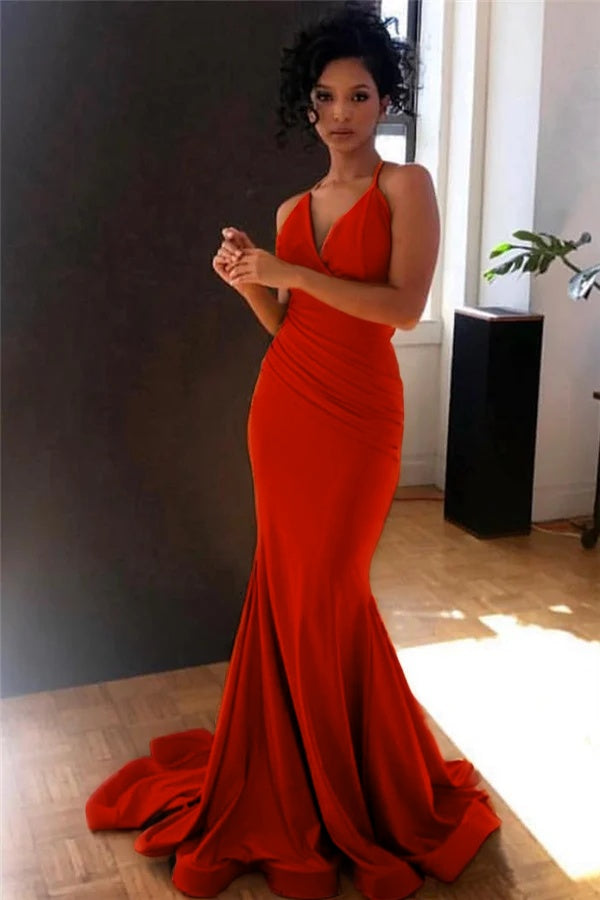 Spaghetti-Straps Mermaid Long Evening Gown