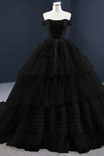 Lotus Ball Grown Prom Dress Tulle Layered With Off-The-Shoulder Strapless On Sale