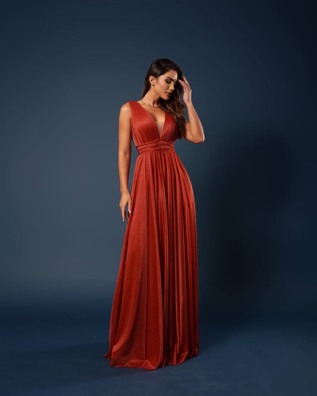 Purple Sleeveless Straps Deep V-Neck A-Line Prom Dress