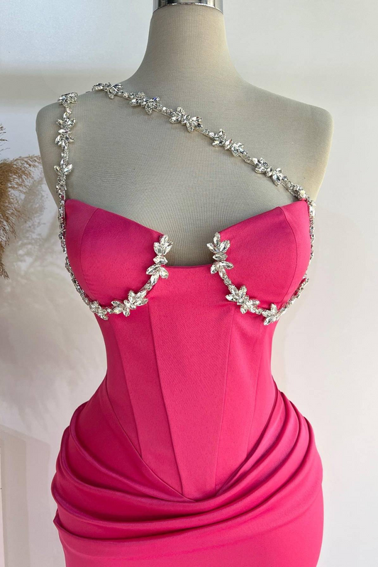 Pink Sleeveless Halter Straps Beads Mermaid Long Prom Dress
