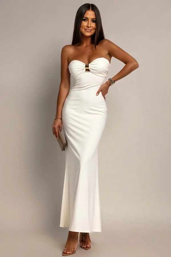 White Sleeveless Sweetheart Mermaid Long Prom Dress