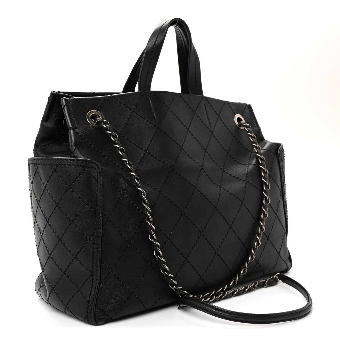 Calfskin CC Pocket Tote Black