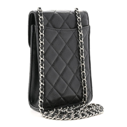 Caviar Quilted Classic Phone Holder Black