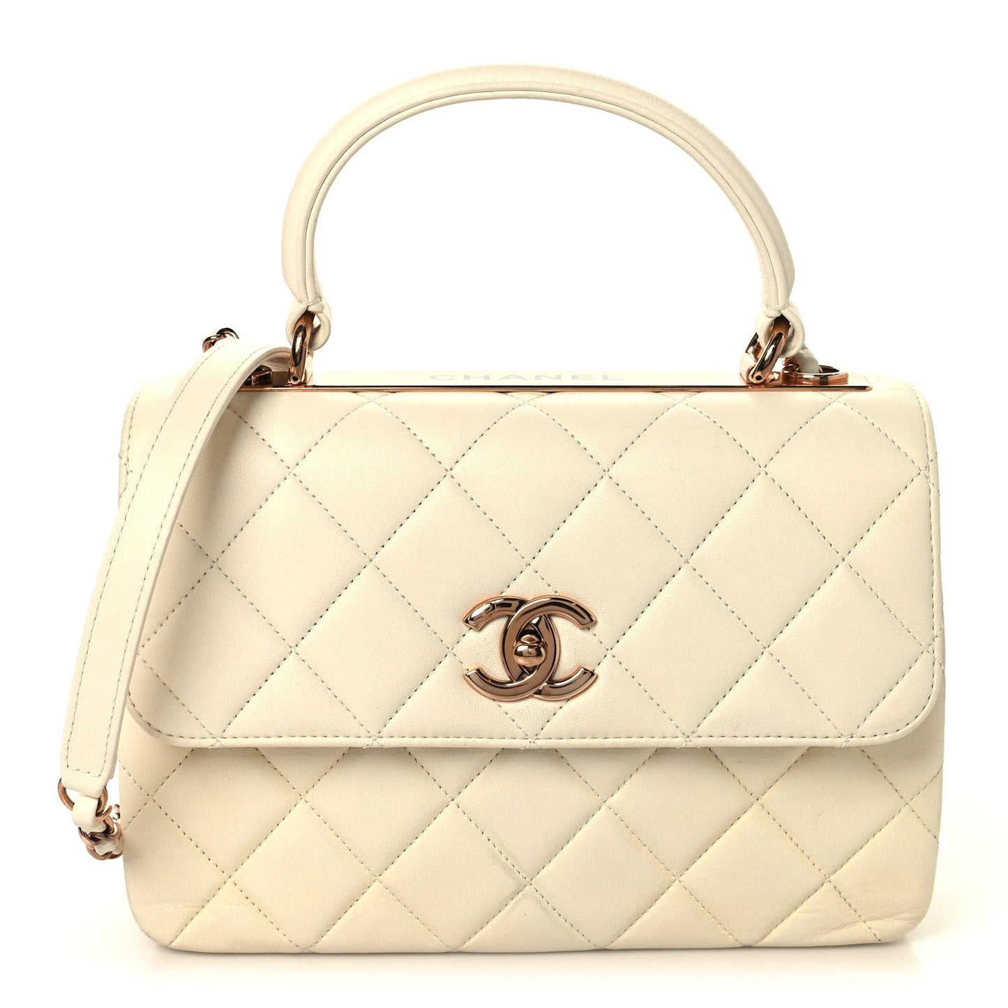 Lambskin Quilted Small Trendy CC Dual Handle Flap Bag White
