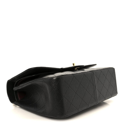 Caviar Quilted Jumbo Double Flap Black