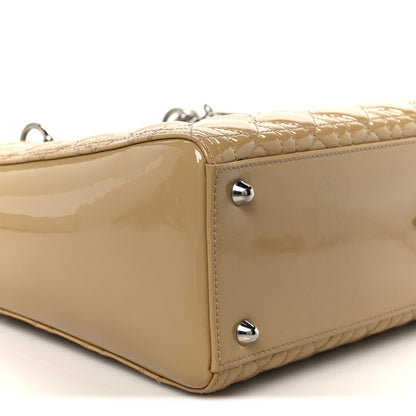 Patent Cannage Large Lady Dior Dark Beige