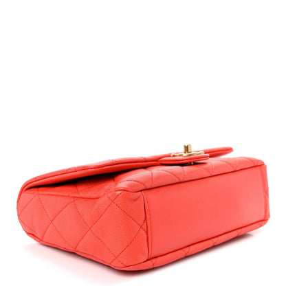 Caviar Quilted CC Melody Single Flap Orange