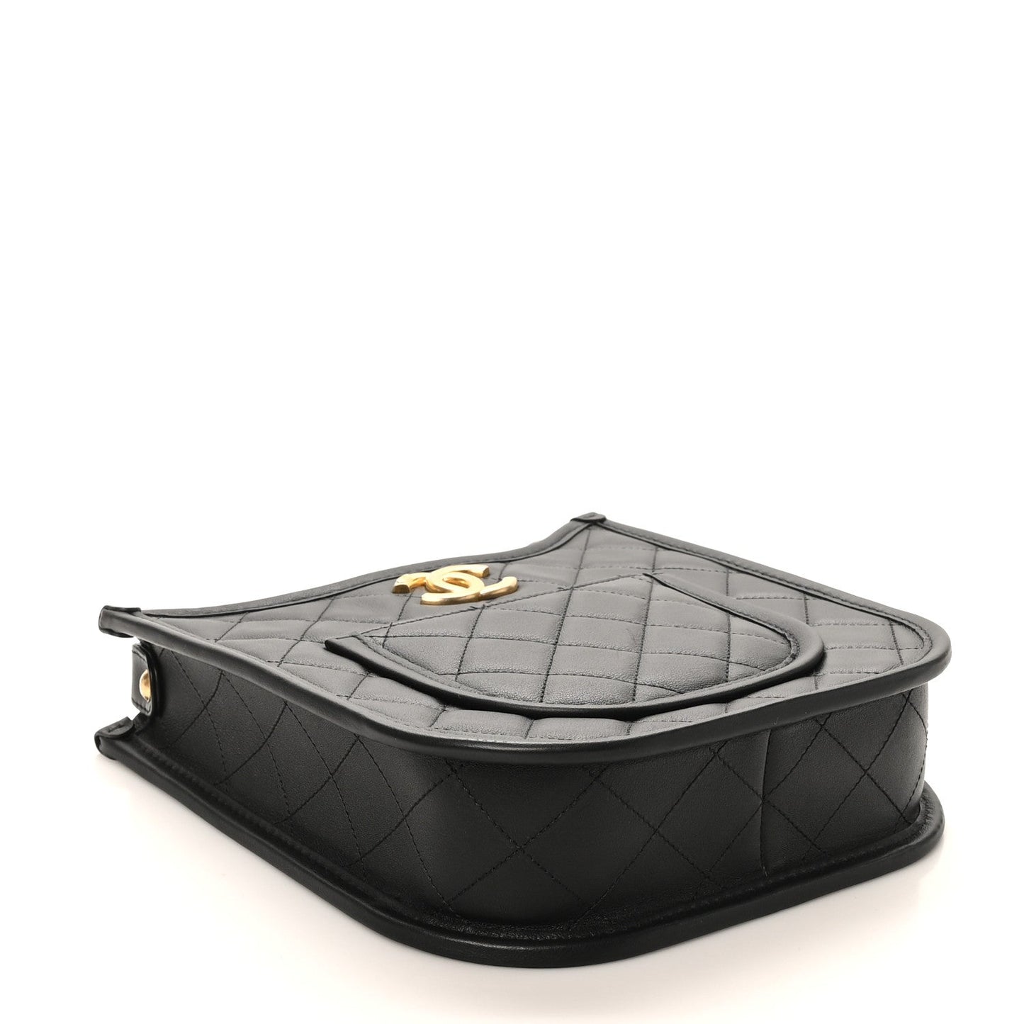 Calfskin Quilted CC Hobo Handbag Black