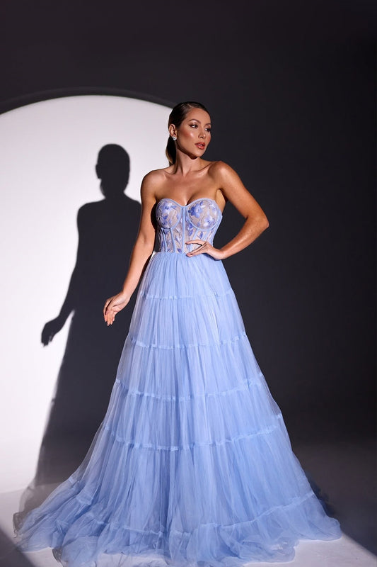 Sleeveless Strapless Sweetheart Embroidery A-Line Prom Dress