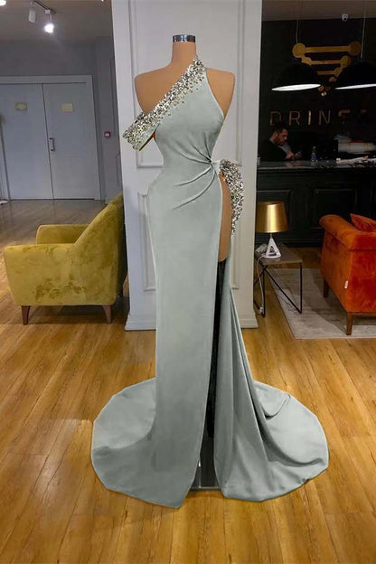 Mermaid Beadings Glorious Prom Dress Off-The-Shoulder With Slit