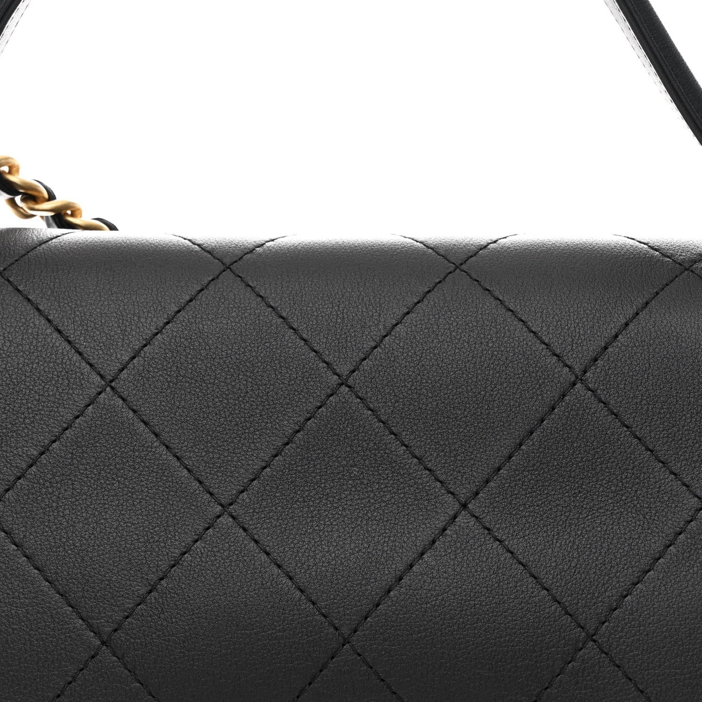 Calfskin Stitched Maxi Flap Top Handle Black
