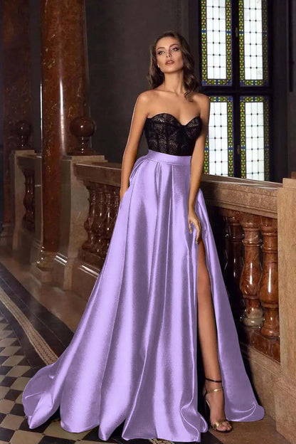 Stunning Dark Green Sleeveless Strapless Sweetheart Long Prom Dress with Split