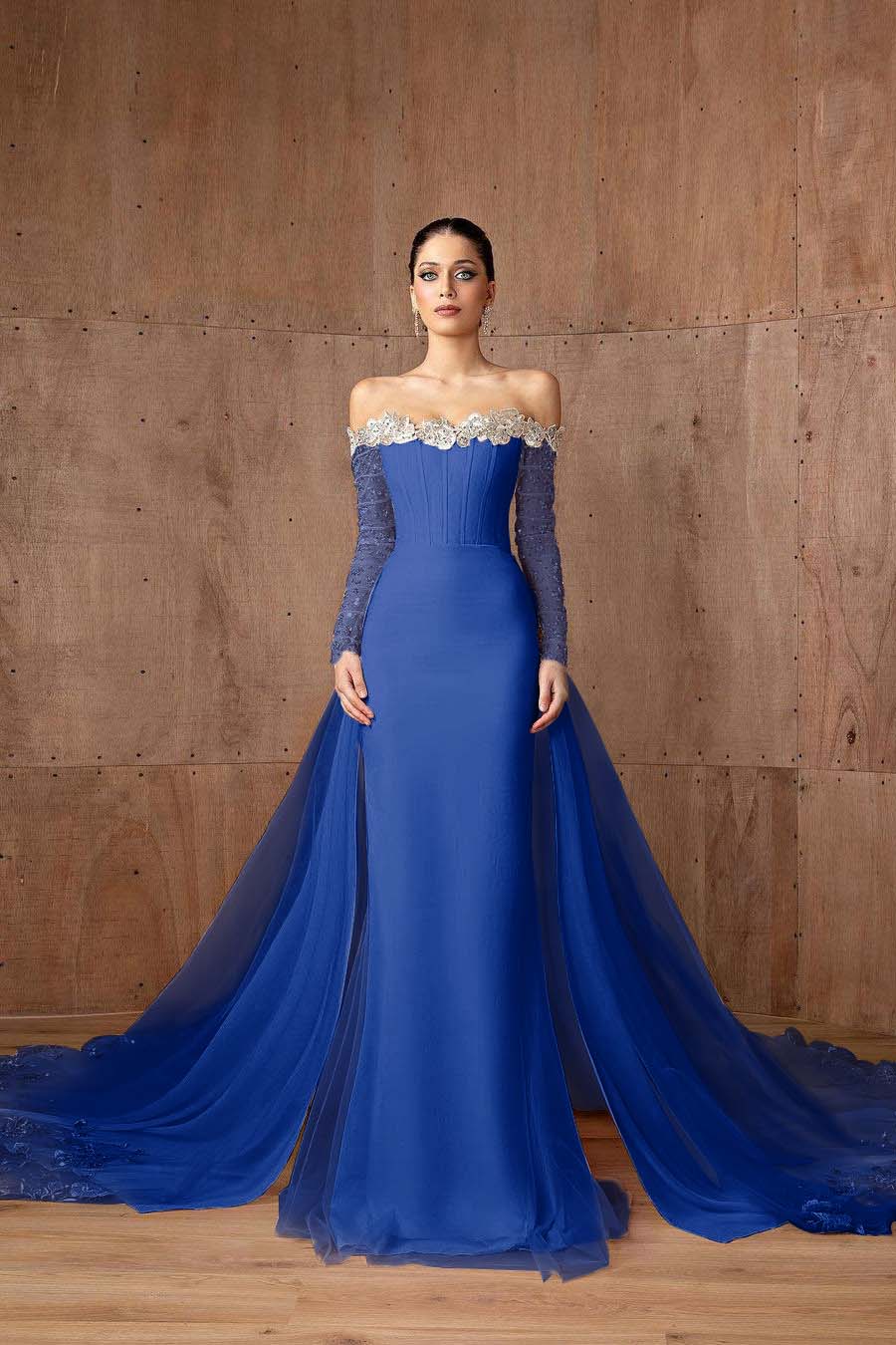 Charming Pink Satin Off the Shoulder Long Sleeves Long Prom Dress with Beadings