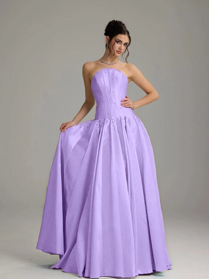 Graceful Sky Blue Straight Across Sleeveless Beaded Pleated Evening Dress