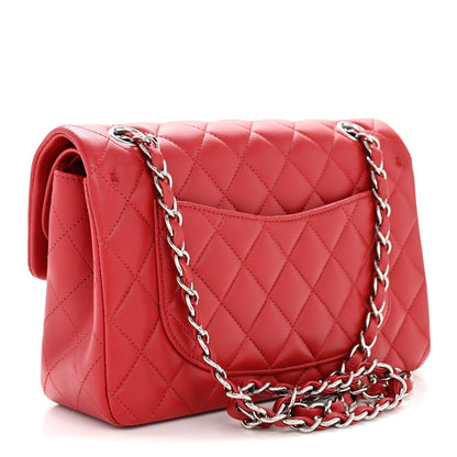 Lambskin Quilted Small Double Flap Dark Red