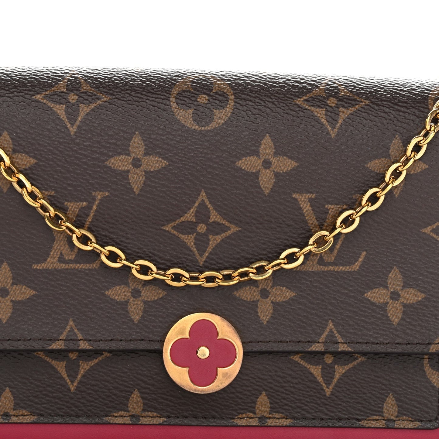 Monogram Flore Chain Wallet Fuchsia