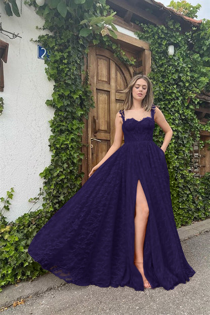 Evening Dress With Sleeveless Appliques Online Front Slit Red