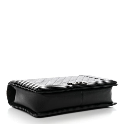 Caviar Quilted Large Boy Flap Black