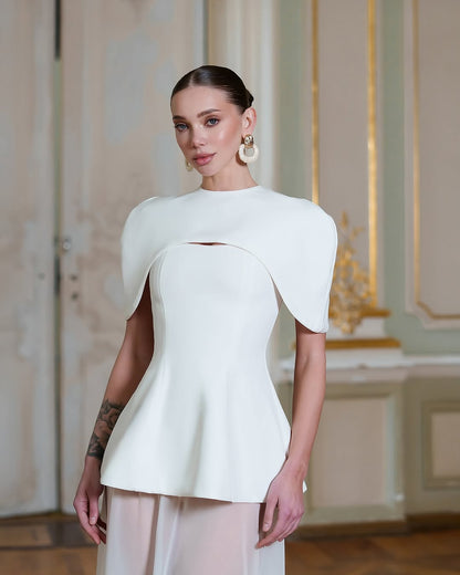 Gorgeous White Sleeveless Wide Shoulder Straps Prom Dress with Shawl