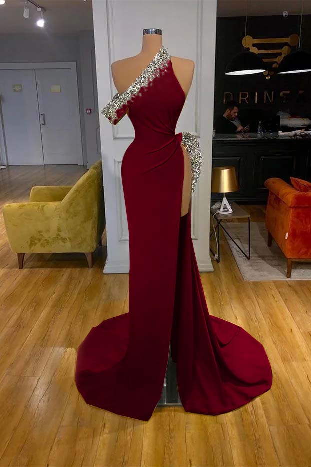 Mermaid Beadings Glorious Prom Dress Off-The-Shoulder With Slit