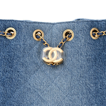 Washed Denim Quilted Mini Chanel 25 Handbag Blue