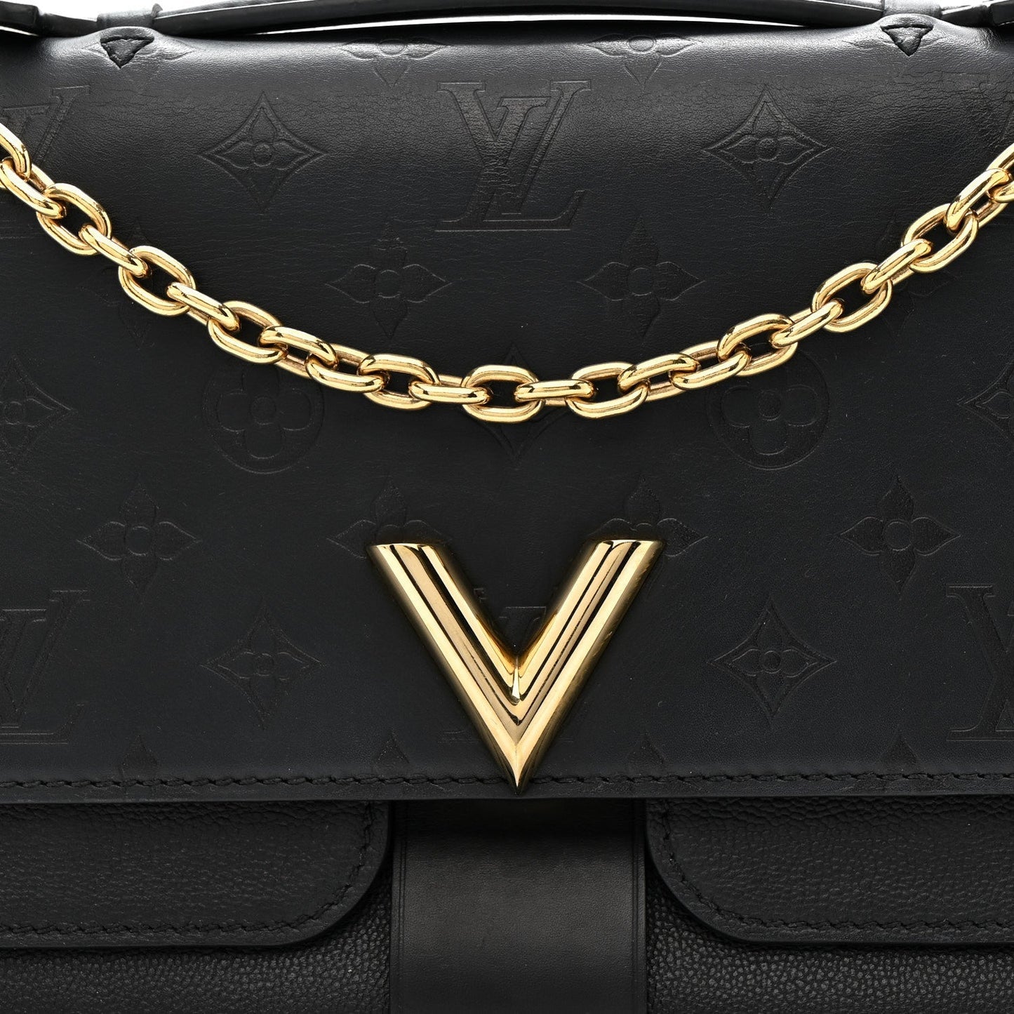 Monogram Cuir Plume Ecume Very Chain Bag Black