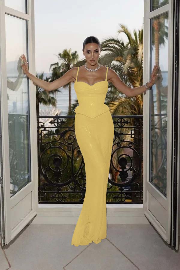 Spaghetti Straps Mermaid Sleeveless Prom Dress With Sequins