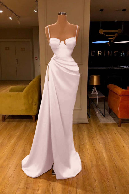 Mermaid Red Spaghetti-Straps Prom Dress With Slit