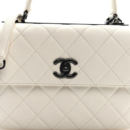 Lambskin Quilted Small Trendy CC Dual Handle Flap Bag White