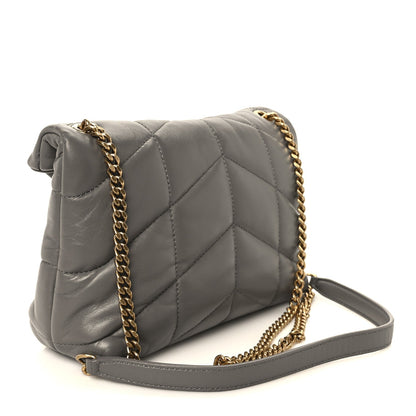 Lambskin Quilted Toy Loulou Puffer Monogram Chain Satchel Fog