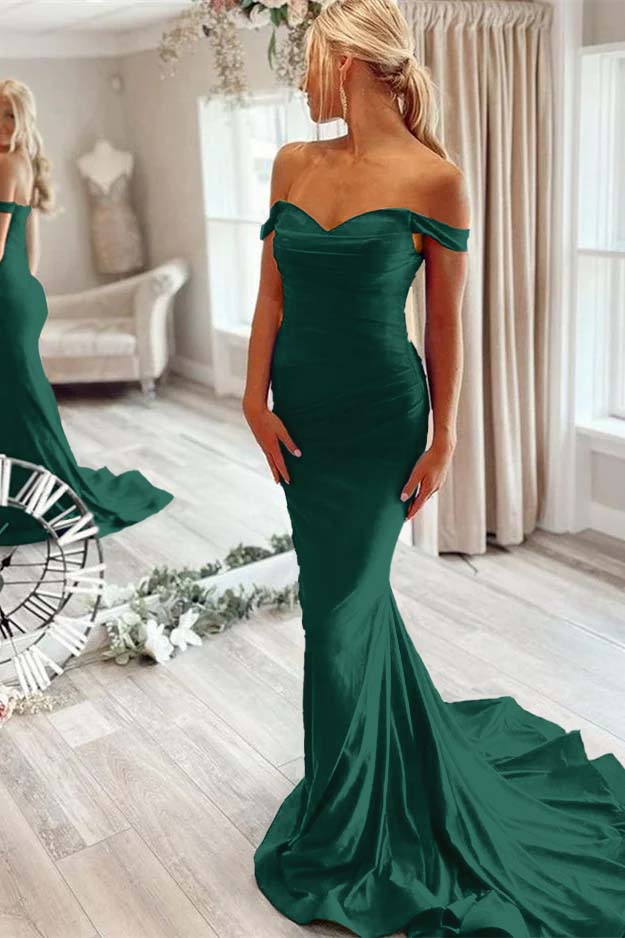 Off-The-Shoulder Mermaid Royal Blue Prom Dress