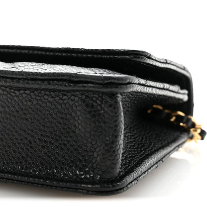 Caviar Quilted Wallet On Chain WOC Black
