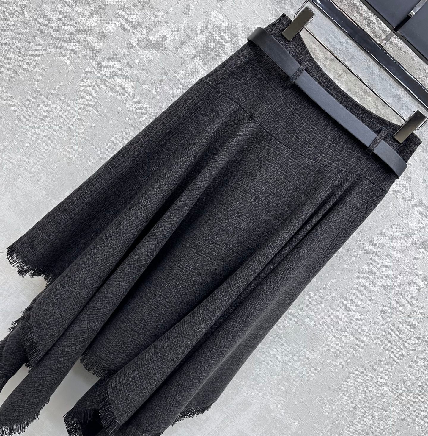 Miu Miu 2026 Asymmetrical Skirt With A Belted Waist Gray Polyester