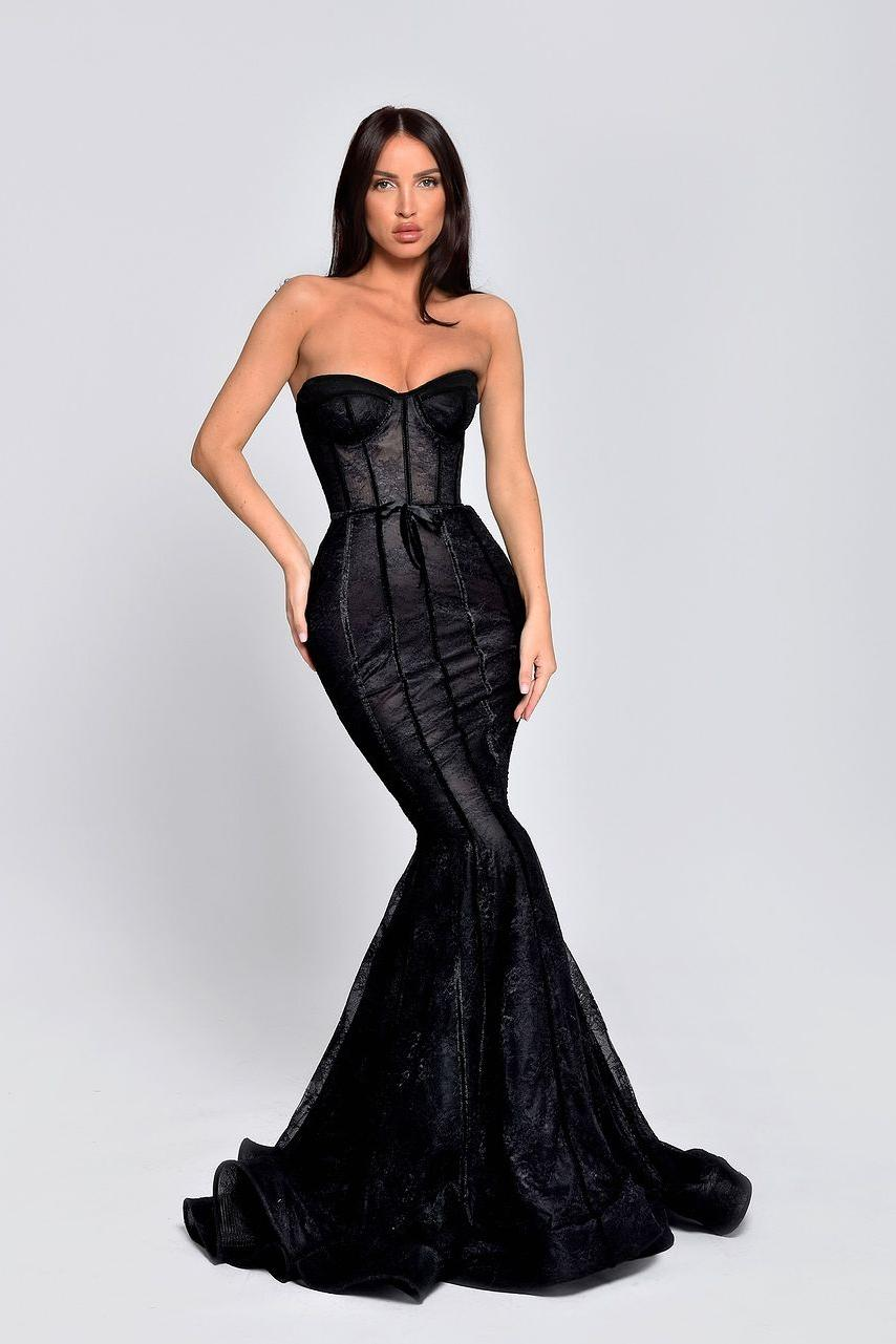 Black Sleeveless Sweetheart Mermiad Prom Dress