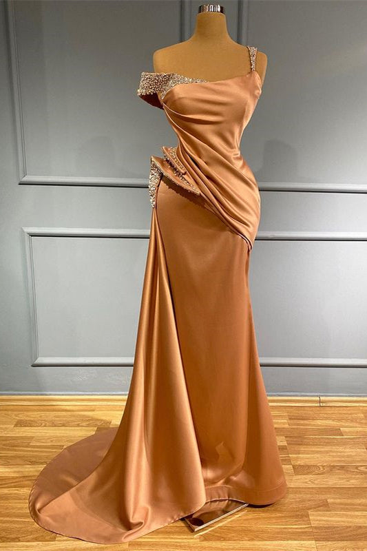 Long Off-the-Shoulder Mermaid Ruffles Evening Dress With Beads