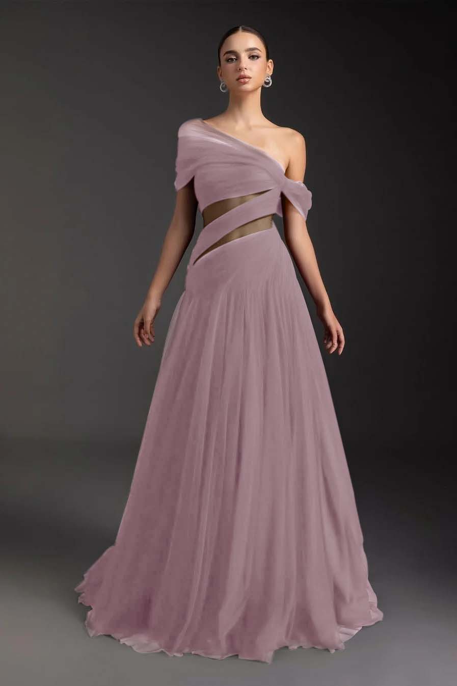 SleevelessOff-Shoulder A-Line Prom Dress