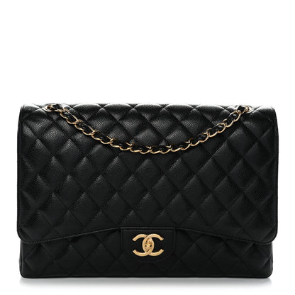 Caviar Quilted Maxi Double Flap Black