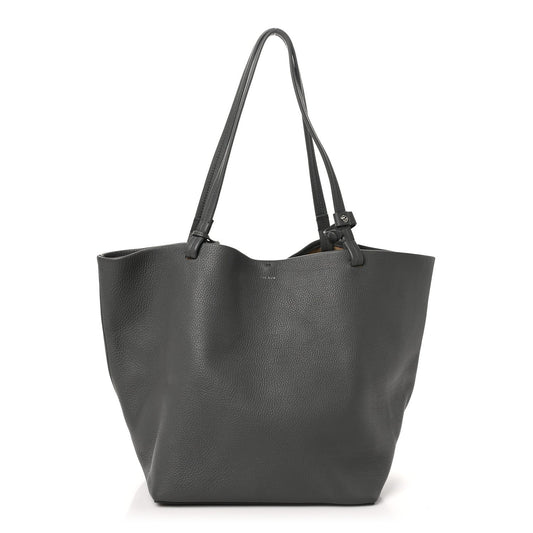 Grained Calfskin Park Tote Three Charcoal