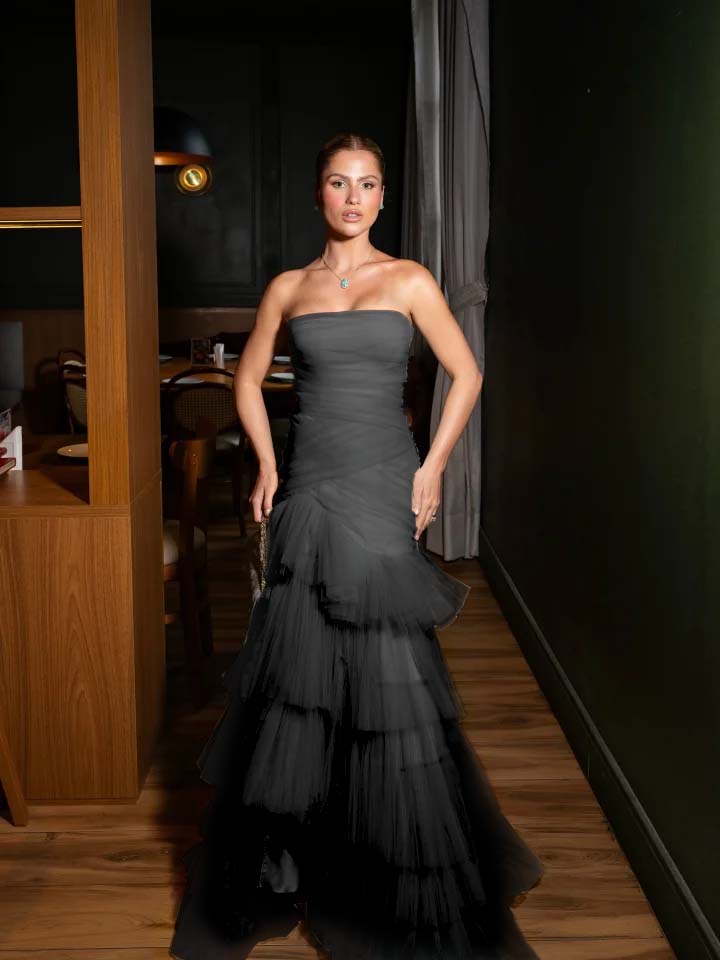 Stunning Straight Across Sleeveless Pleated Tulle Mermaid Evening Dress