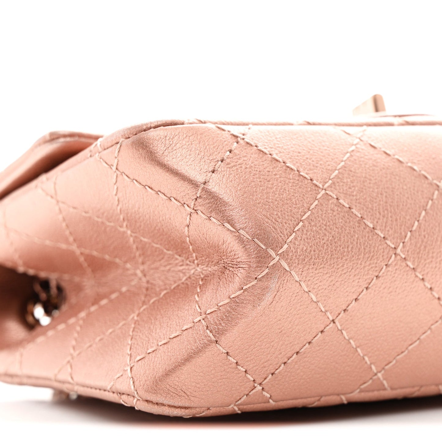 Metallic Grained Calfskin Quilted 2.55 Reissue Mini Flap Copper Pink