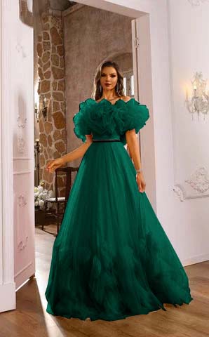 Romantic Pink Flower Off-the-shoulder Layered Couture Evening Dress