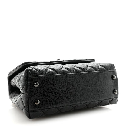 Iridescent Caviar Quilted Mini Coco Handle Flap So Black