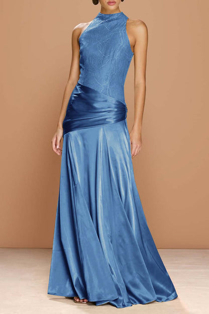 Chic Sleeveless High Neck Prom Dress With Embroidery