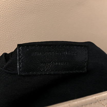 Grain De Poudre Mixed Matelasse Large Triquilt Monogram Satchel Dark Beige
