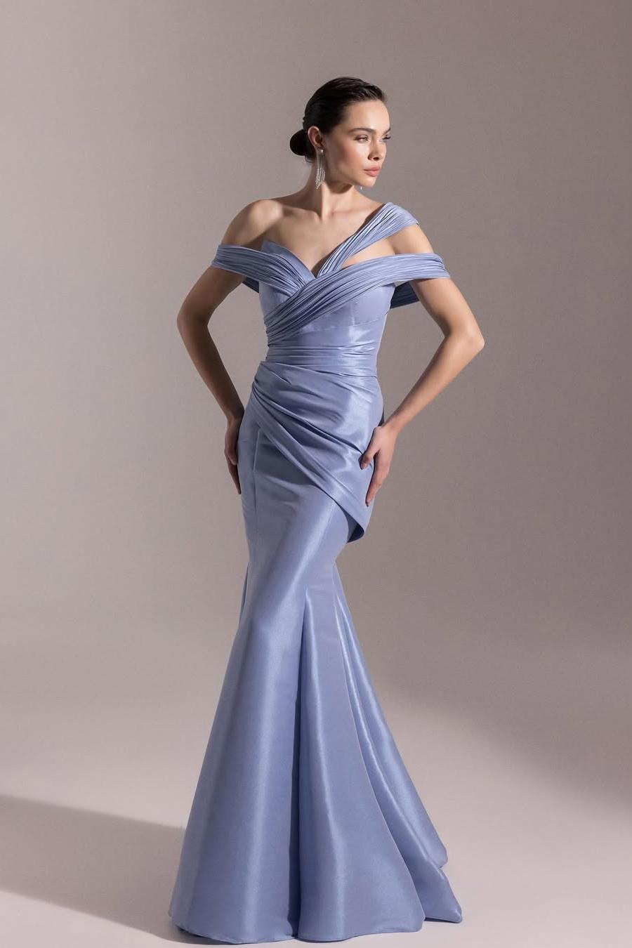 Elegant Lavender Off the Shoulder Mermaid Sleeveless Pleated Prom Dress